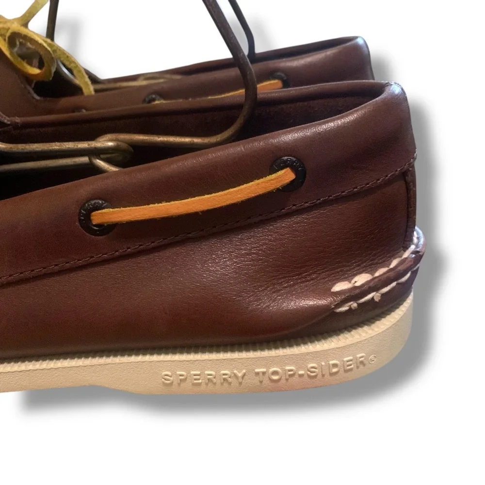 Sperry Top Sider Men's Authentic Original 2 Eye Brown Leather Boat Loafers Sz 12